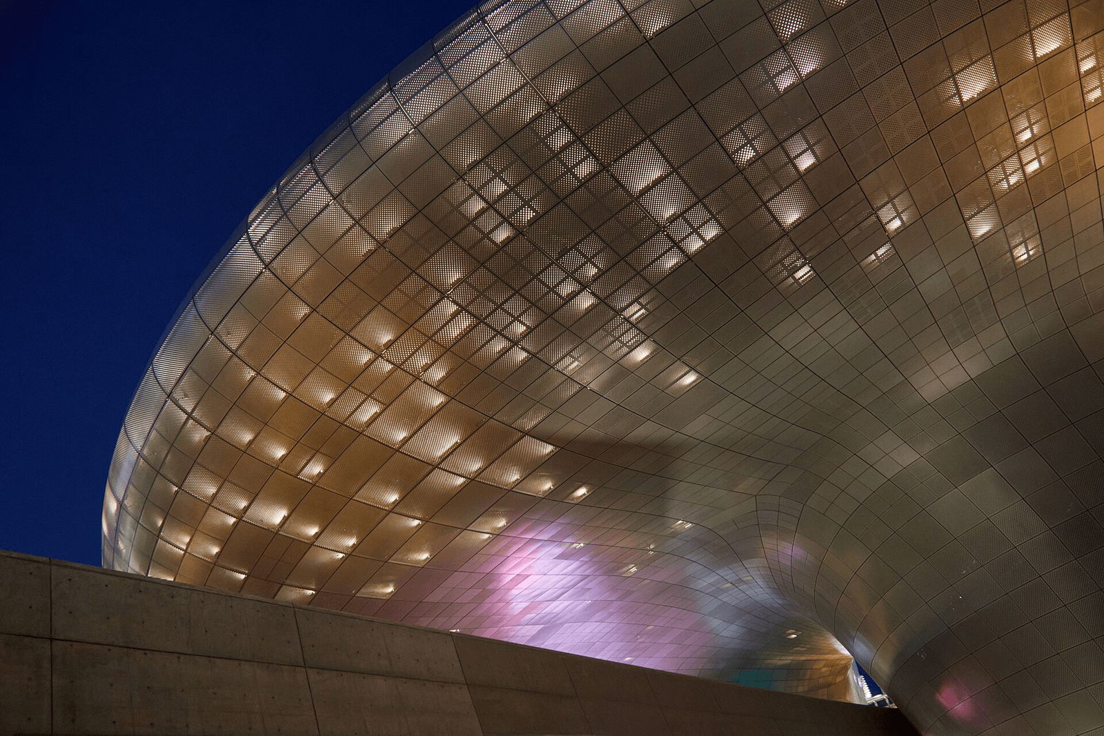 Publicly licensed night view of Dongdaemun Design Plaza (DDP) exterior