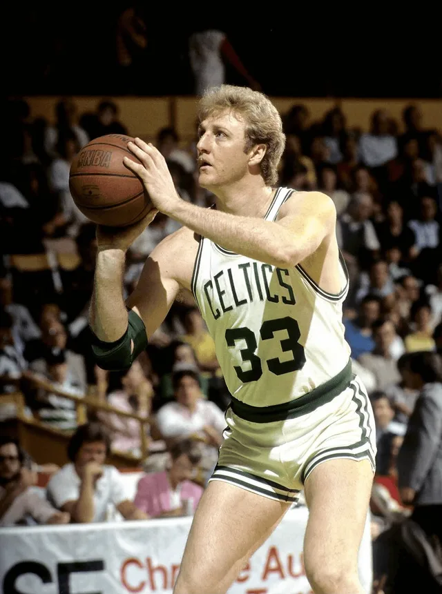 Larry Bird Lipofsky (high quality).jpg · Boston Celtics Larry Bird, 1985 NBA Playoffs game 2 vs the Detroit Pistons