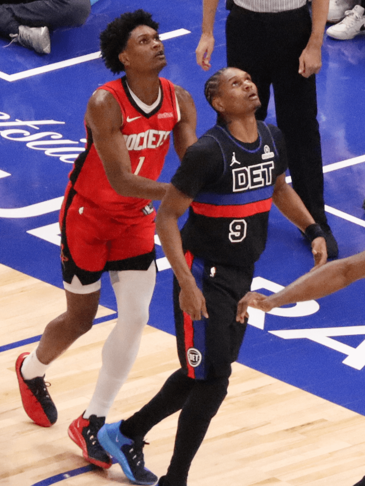 Ausar Amen Thompson Twins 1232026.jpg · Alperen Sengun shoots layup at Little Caesars Arena versus the Detroit Pistons