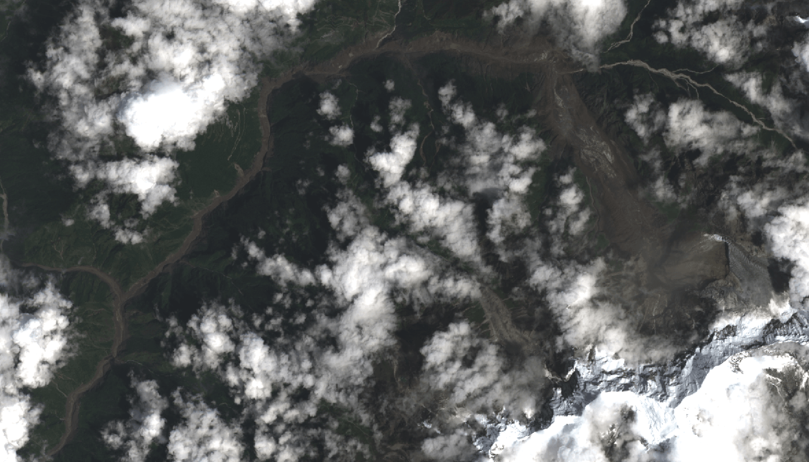Public-domain image showing Landsat 9 satellite imagery and the affected area after the August 26, 2026, Nepal floods
