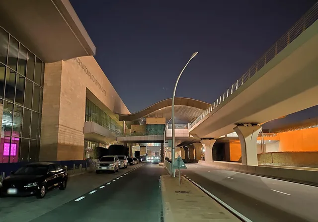 In front of the Qatar National Convention Centre in Gharrafat Al Rayyan.jpg · Front view of the Qatar National Convention Centre in Gharrafat Al Rayyan, Qatar.
