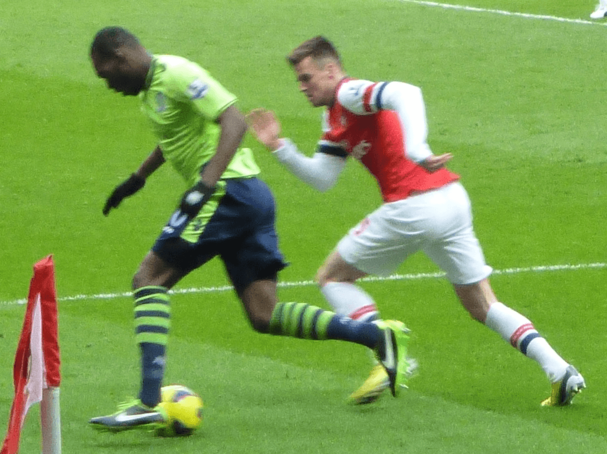 Open-license image of Christian Benteke and Carl Jenkinson during Arsenal vs Aston Villa in 2013