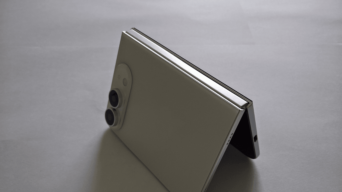 Licensed image of a foldable smartphone described as a foldable iPhone